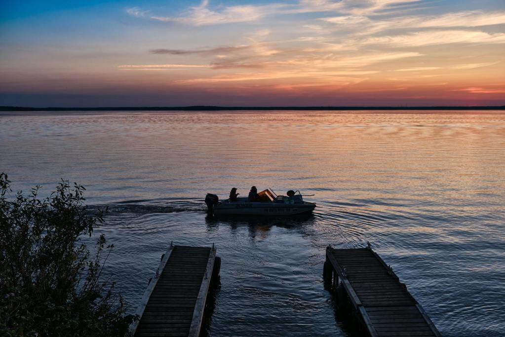 a boat on the sea